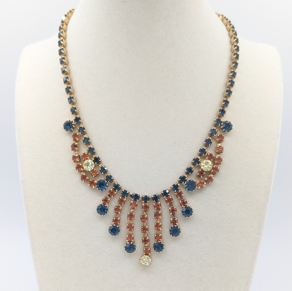 Vintage Jewelry - Vintage Multicolor Rhinestone Necklace